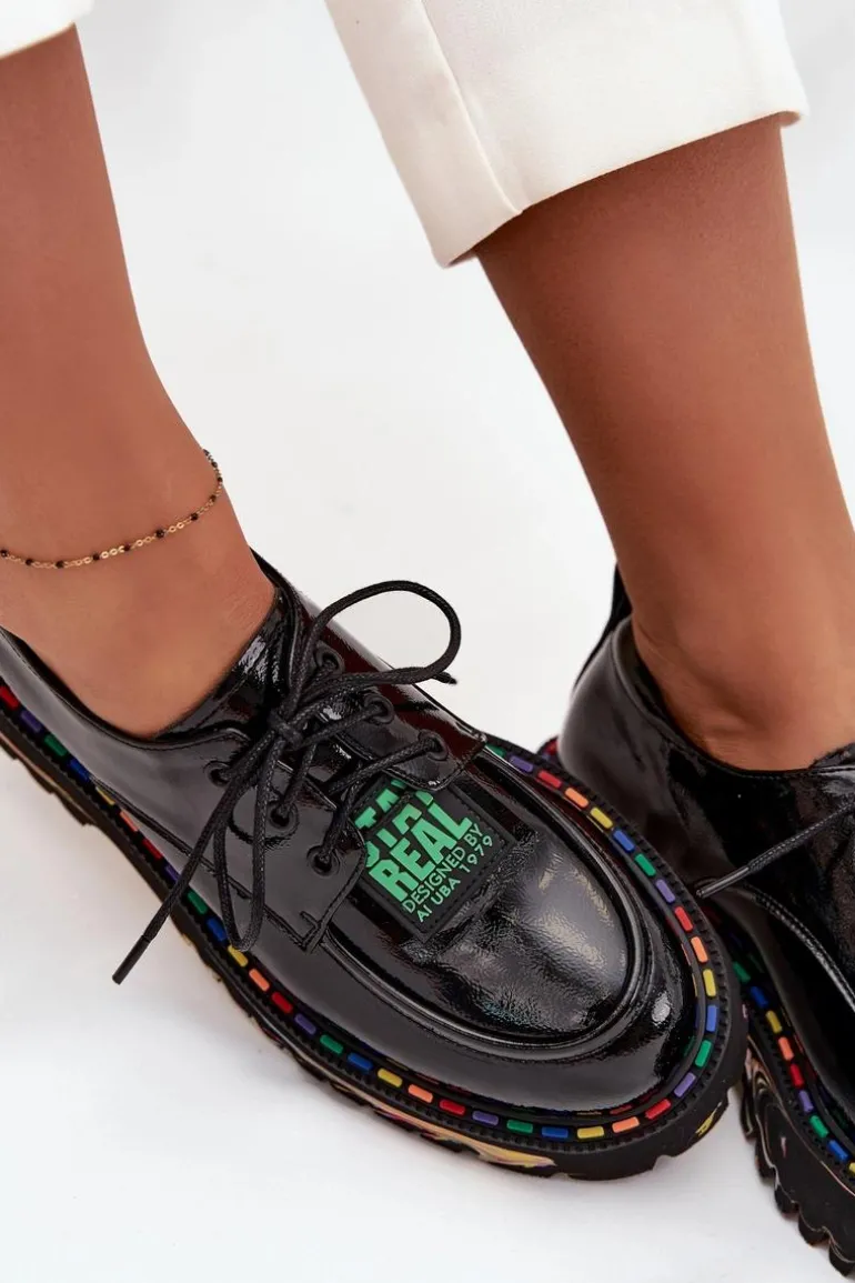 Lakierowane Skórzane Półbuty Damskie Artiker 57C0172 Czarne