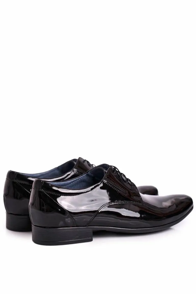 Lakierowane Skórzane Półbuty Bednarek 694 Czarne