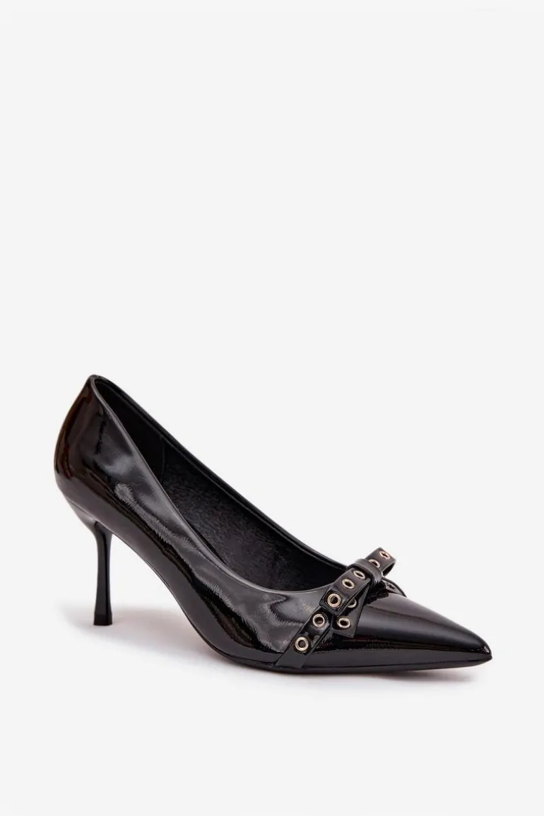 Lakierowane Szpilki Z Kokardką Czarne Janisse