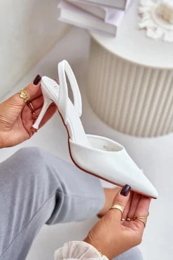 Lakierowane Szpilki Z Odkrytą Piętą Białe Emmizola