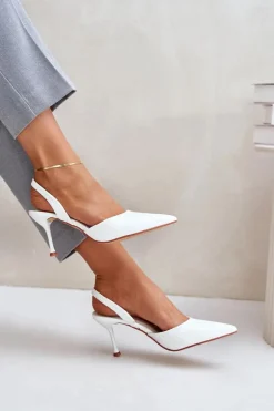 Lakierowane Szpilki Z Odkrytą Piętą Białe Emmizola