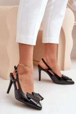 Lakierowane Szpilki Z Odkrytą Piętą Czarne Auroravia