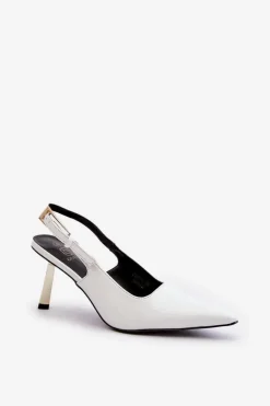 Lakierowane Szpilki Z Odkrytą Piętą Białe Filona