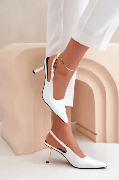 Lakierowane Szpilki Z Odkrytą Piętą Białe Filona