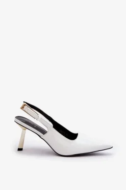 Lakierowane Szpilki Z Odkrytą Piętą Białe Filona
