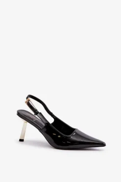 Lakierowane Szpilki Z Odkrytą Piętą Czarne Filona