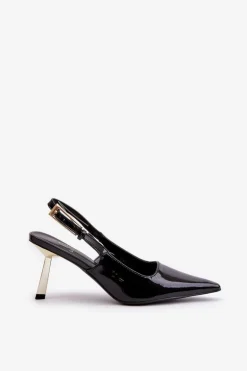 Lakierowane Szpilki Z Odkrytą Piętą Czarne Filona