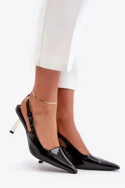 Lakierowane Szpilki Z Odkrytą Piętą Czarne Filona