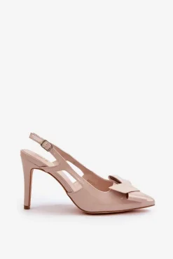 Lakierowane Szpilki Z Odkrytą Piętą Beżowe Auroravia