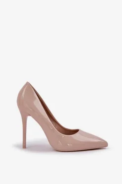 Lakierowane Szpilki Ze Szpiczastymi Noskami Beżowe Vizana