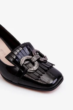 Lakierowane Wygodne Czółenka Czarne Mercy