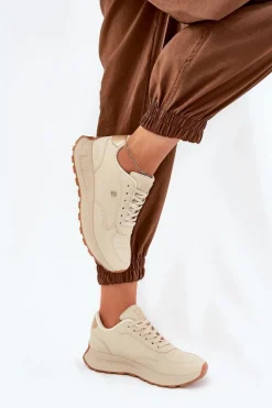 Lekkie Buty Sportowe Damskie Big Star RR274630 HI-POLY SYSTEM Beżowe