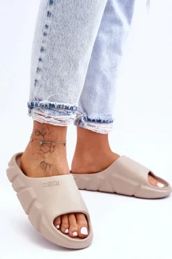 Lekkie Damskie Piankowe Klapki Big Star LL274593 Beżowe