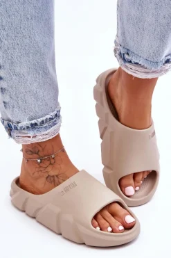 Lekkie Damskie Piankowe Klapki Big Star LL274593 Beżowe