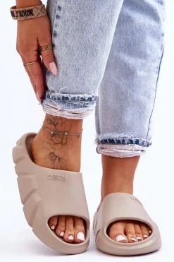 Lekkie Damskie Piankowe Klapki Big Star LL274593 Beżowe