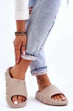 Lekkie Damskie Piankowe Klapki Big Star LL274593 Beżowe