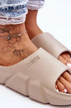 Lekkie Damskie Piankowe Klapki Big Star LL274593 Beżowe