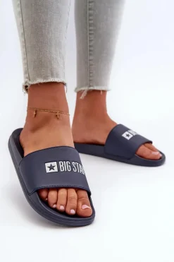 Lekkie Klapki Damskie Big Star NN274A658 Granatowe
