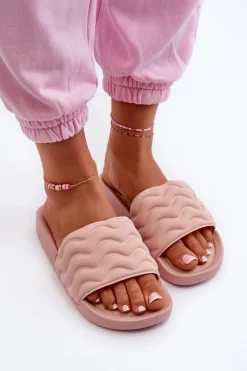 Lekkie Klapki Damskie Na Basen Jasnoróżowe Beliordia