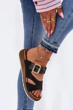 Lekkie Klapki Damskie Z Klamrą Inblu GS000055 Czarne