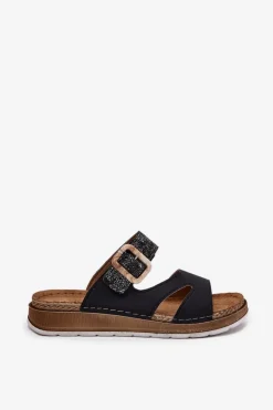 Lekkie Klapki Damskie Z Klamrą Inblu GS000055 Czarne