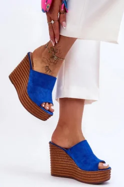 Lekkie Klapki Na Masywnej Platformie Niebieskie Good Vibe