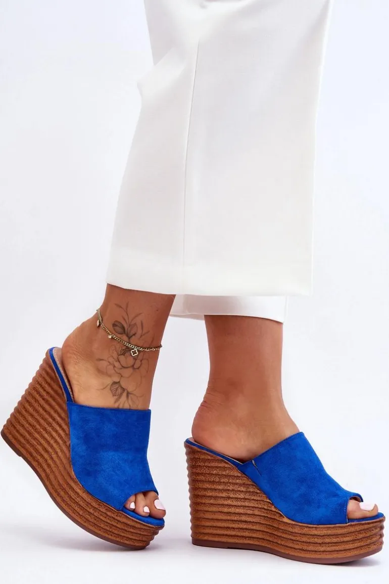 Lekkie Klapki Na Masywnej Platformie Niebieskie Good Vibe