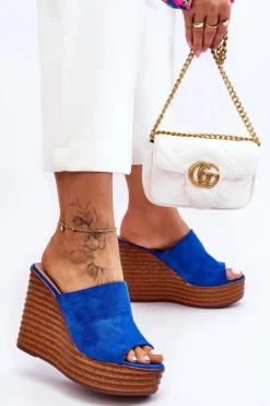 Lekkie Klapki Na Masywnej Platformie Niebieskie Good Vibe