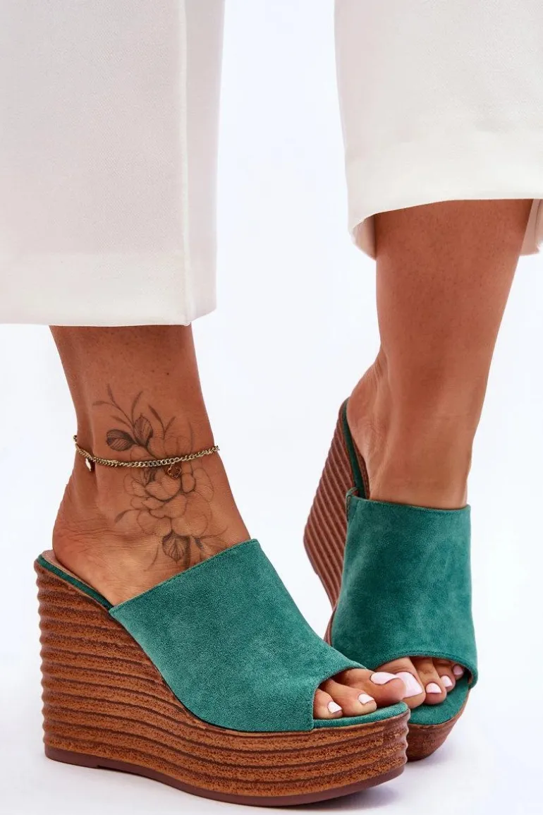 Lekkie Klapki Na Masywnej Platformie Zielone Good Vibe