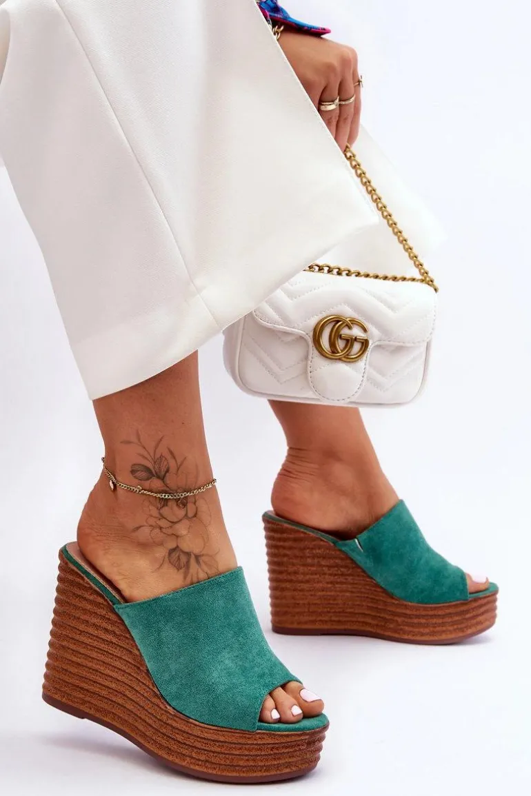 Lekkie Klapki Na Masywnej Platformie Zielone Good Vibe