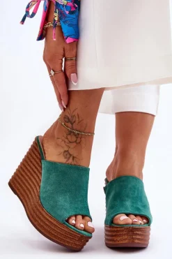 Lekkie Klapki Na Masywnej Platformie Zielone Good Vibe