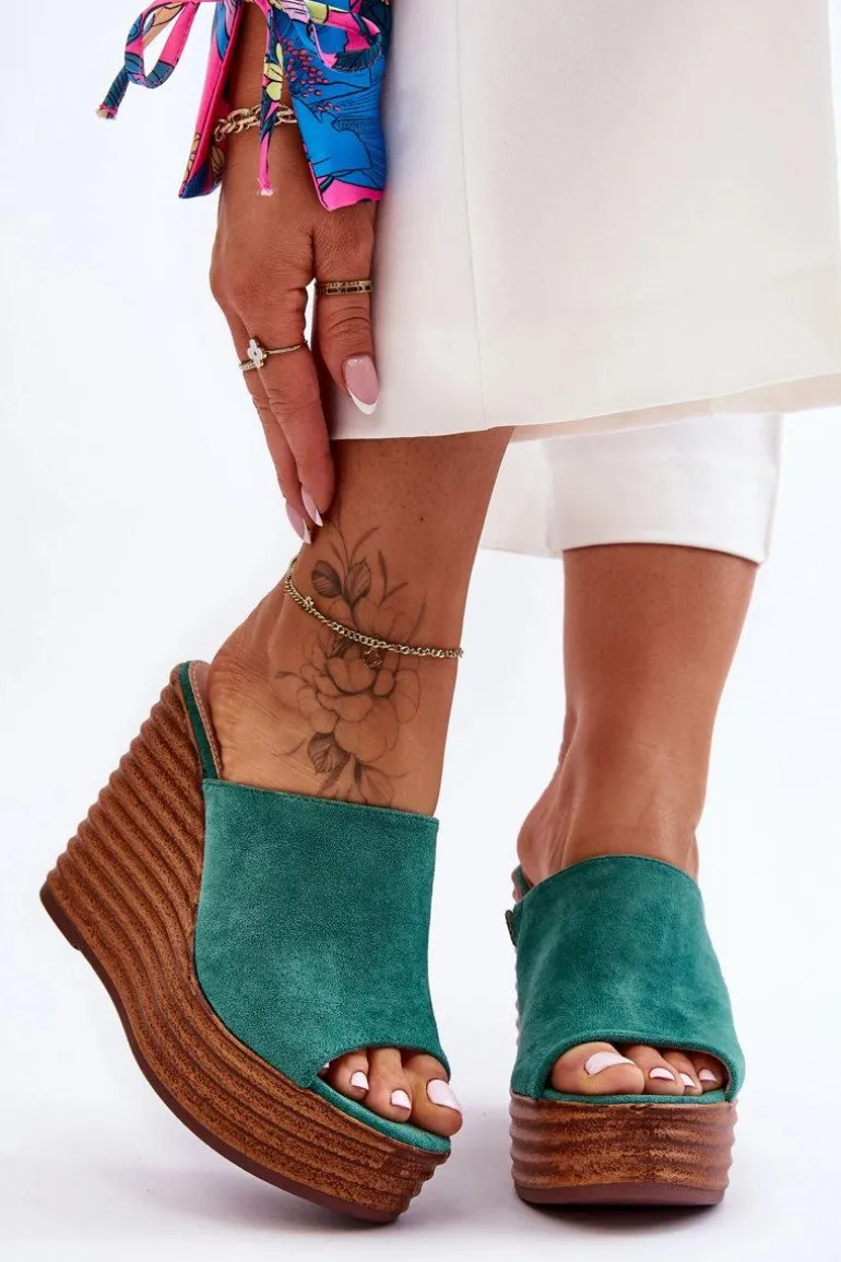 Lekkie Klapki Na Masywnej Platformie Zielone Good Vibe