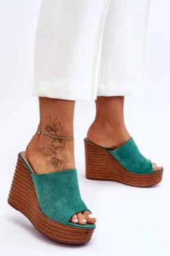 Lekkie Klapki Na Masywnej Platformie Zielone Good Vibe