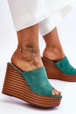 Lekkie Klapki Na Masywnej Platformie Zielone Good Vibe