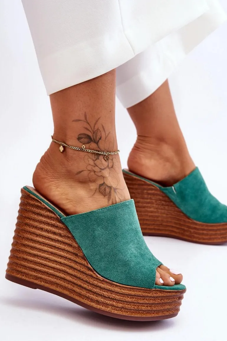 Lekkie Klapki Na Masywnej Platformie Zielone Good Vibe