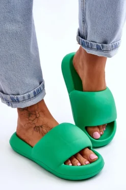 Lekkie Piankowe Damskie Klapki Na Platformie Zielone Milton