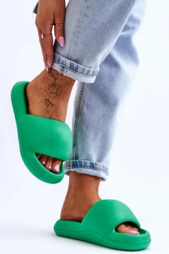 Lekkie Piankowe Damskie Klapki Na Platformie Zielone Milton