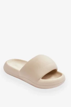 Lekkie Piankowe Damskie Klapki Na Platformie Beżowe Milton