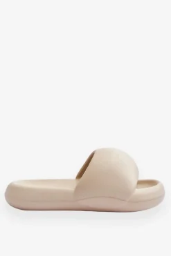 Lekkie Piankowe Damskie Klapki Na Platformie Beżowe Milton