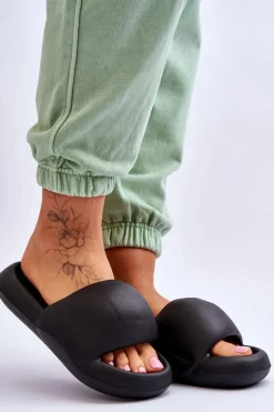 Lekkie Piankowe Damskie Klapki Na Platformie Czarne Milton