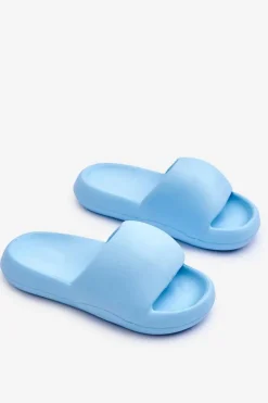 Lekkie Piankowe Damskie Klapki Na Platformie Niebieskie Milton