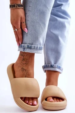 Lekkie Piankowe Damskie Klapki Na Platformie Khaki Milton