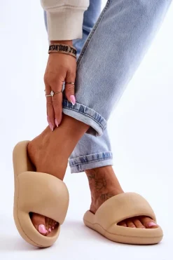 Lekkie Piankowe Damskie Klapki Na Platformie Khaki Milton