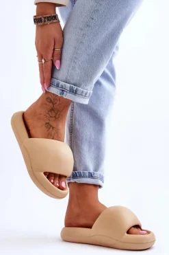 Lekkie Piankowe Damskie Klapki Na Platformie Khaki Milton