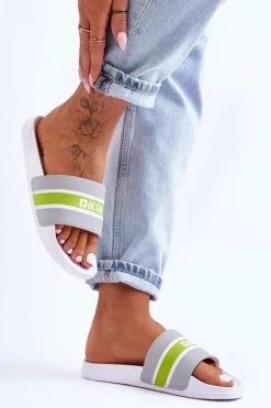 Lekkie Piankowe Klapki Big Star JJ274647 Biało-Szare