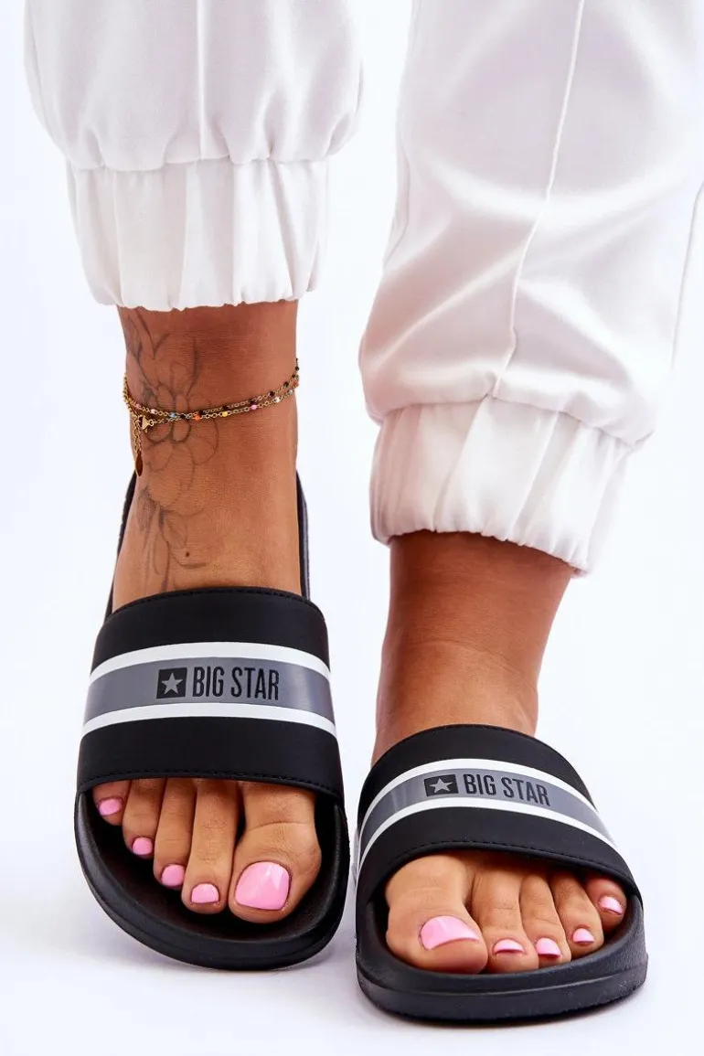 Lekkie Piankowe Klapki Big Star JJ274648 Czarne