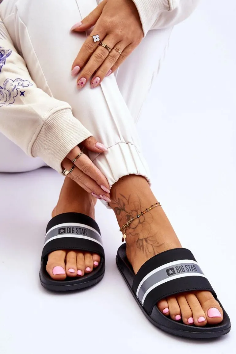 Lekkie Piankowe Klapki Big Star JJ274648 Czarne