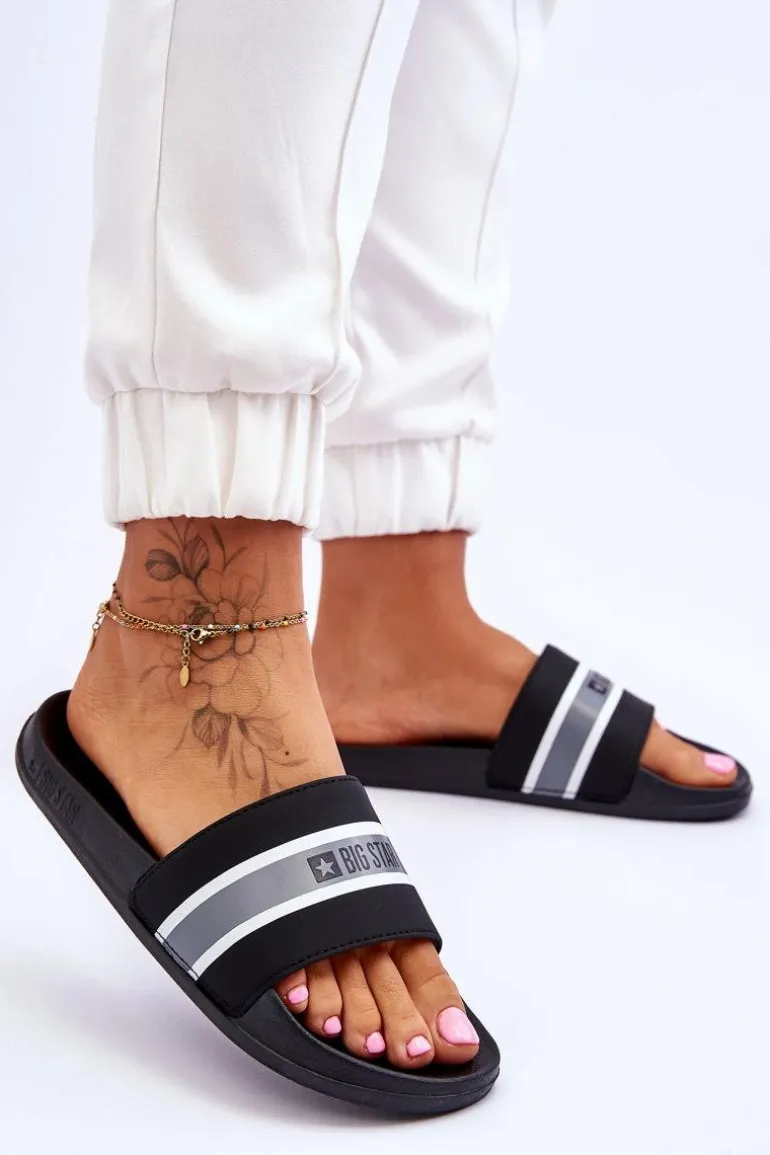 Lekkie Piankowe Klapki Big Star JJ274648 Czarne