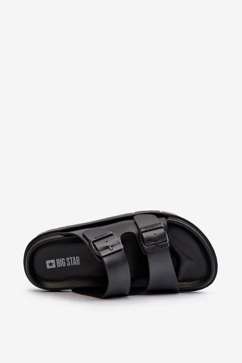 Lekkie Piankowe Klapki Damskie Z Klamrami Big Star NN274A750 Czarne
