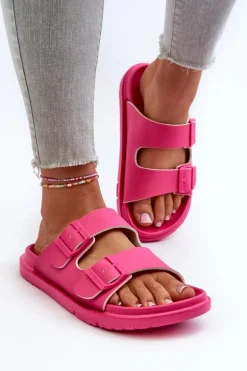 Lekkie Piankowe Klapki Damskie Z Klamrami Big Star NN274A754 Fuksja